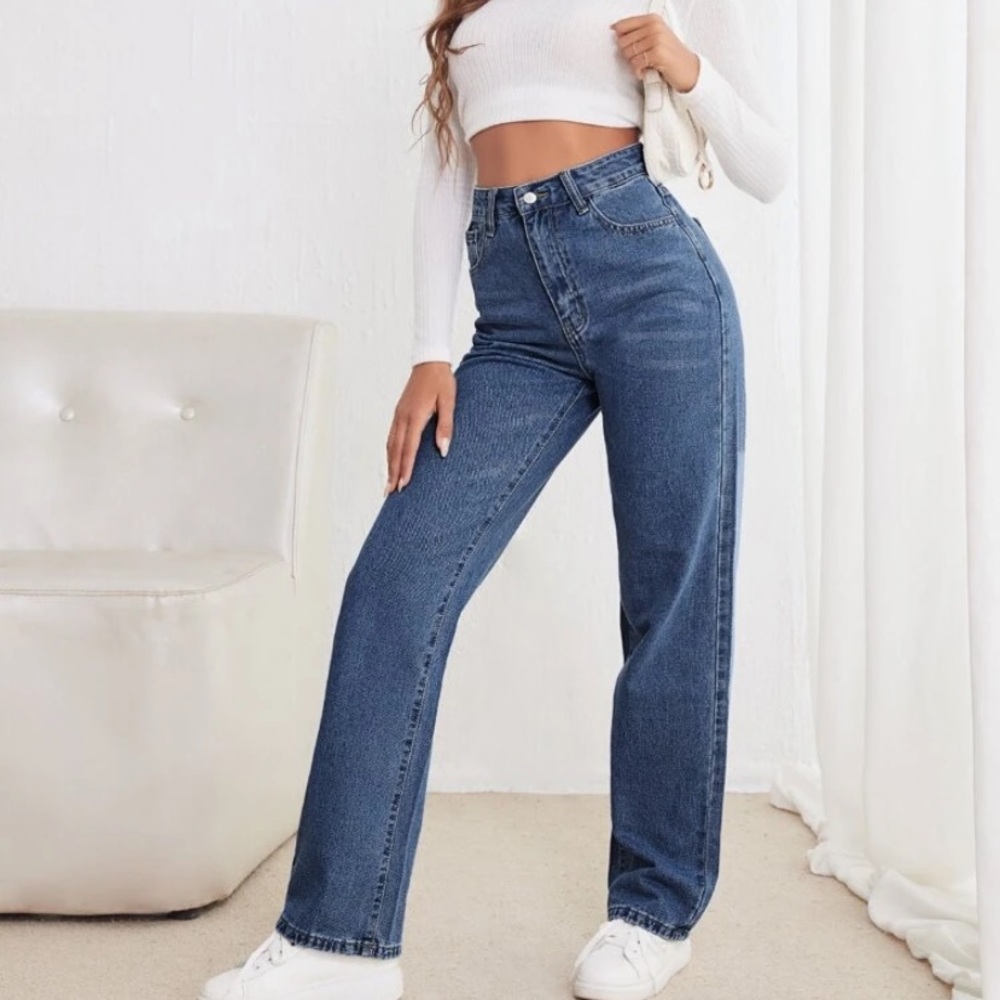 Shein High Waisted Straight Leg Jeans